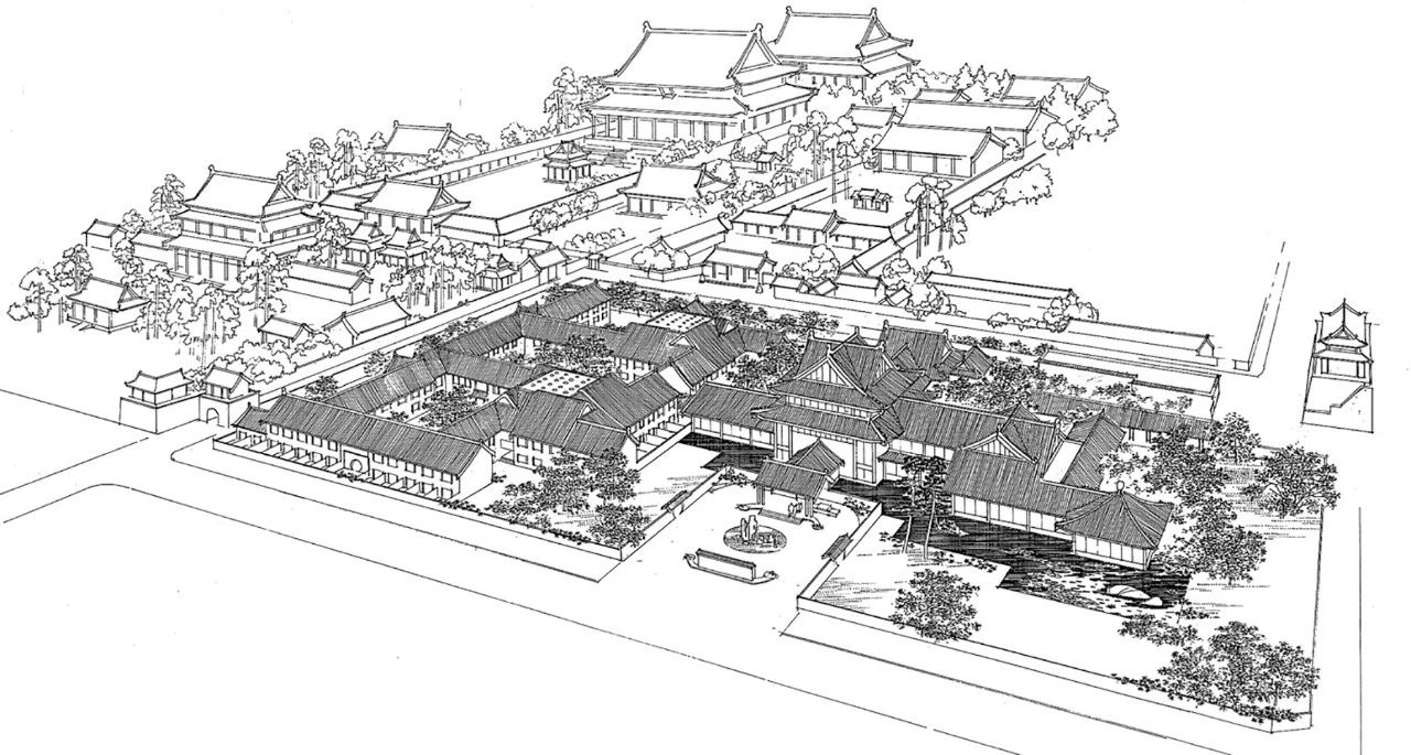 阙里宾舍鸟瞰线稿,图源:网络 阙里宾舍鸟瞰线稿,图源:网络
